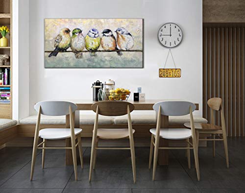 V-inspire Paintings，24x48 Inch Hand Painted Abstract Animal Canvas Art Bird Oil Painting Modern Home Decor for Wall Canvas Living room bedroom dining room Decoration Wood Inside Framed Ready to Hang