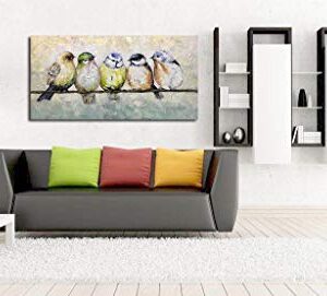 V-inspire Paintings，24x48 Inch Hand Painted Abstract Animal Canvas Art Bird Oil Painting Modern Home Decor for Wall Canvas Living room bedroom dining room Decoration Wood Inside Framed Ready to Hang