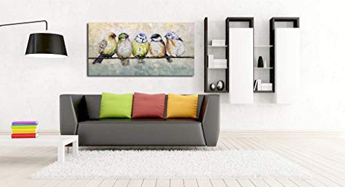 V-inspire Paintings，24x48 Inch Hand Painted Abstract Animal Canvas Art Bird Oil Painting Modern Home Decor for Wall Canvas Living room bedroom dining room Decoration Wood Inside Framed Ready to Hang