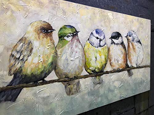 V-inspire Paintings，24x48 Inch Hand Painted Abstract Animal Canvas Art Bird Oil Painting Modern Home Decor for Wall Canvas Living room bedroom dining room Decoration Wood Inside Framed Ready to Hang