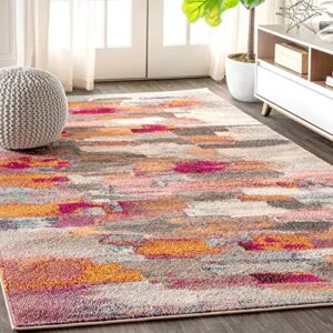 jonathan y contemporary pop modern abstract brushstroke cream/pink 3 ft. x 5 ft. area-rug, bohemian, easy-cleaning, for bedroom, kitchen, living room, non shedding (ctp101a-3)