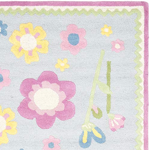 SAFAVIEH Kids Collection 8' x 10' Blue/Multi SFK311A Handmade Floral Wool Area Rug