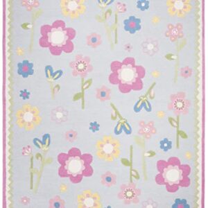 SAFAVIEH Kids Collection 8' x 10' Blue/Multi SFK311A Handmade Floral Wool Area Rug