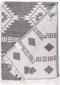 bersuse 100% cotton belize xl throw blanket turkish towel – 75×90 inches, black
