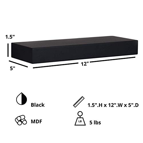 kieragrace Stockholm Maine Floating Wall Shelf - Black, 12"