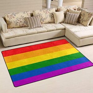 linomo area rug lgbt gay pride rainbow peace love floor rugs doormat living room home decor, carpets area mats for kids boys girls bedroom 60 x 39 inches