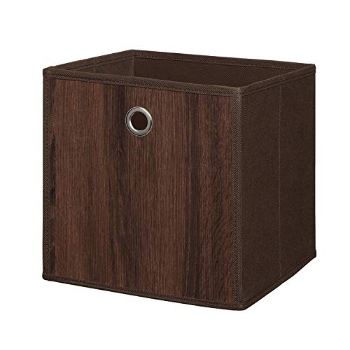 Organize It All Faux Wood Storage Cube | Dimensions: 10" x 10" x 10" | Collapsible | Home Storage | Faux Wood Design | Dark Brown