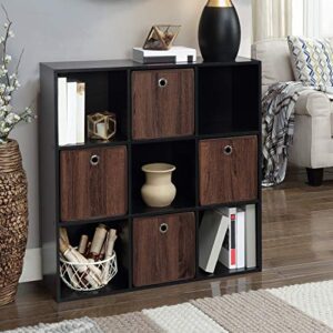 Organize It All Faux Wood Storage Cube | Dimensions: 10" x 10" x 10" | Collapsible | Home Storage | Faux Wood Design | Dark Brown