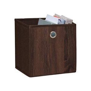 Organize It All Faux Wood Storage Cube | Dimensions: 10" x 10" x 10" | Collapsible | Home Storage | Faux Wood Design | Dark Brown