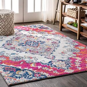 jonathan y bmf105a-4 bohemian flair boho medallion vintage indoor area-rug floral easy-cleaning high traffic bedroom kitchen living room non shedding, 4 ft x 6 ft, multi