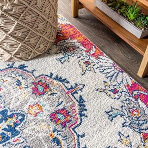 JONATHAN Y BMF105A-4 Bohemian Flair Boho Medallion Vintage Indoor Area-Rug Floral Easy-Cleaning High Traffic Bedroom Kitchen Living Room Non Shedding, 4 ft x 6 ft, Multi