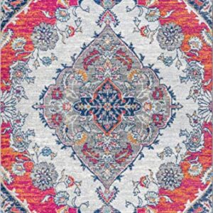JONATHAN Y BMF105A-4 Bohemian Flair Boho Medallion Vintage Indoor Area-Rug Floral Easy-Cleaning High Traffic Bedroom Kitchen Living Room Non Shedding, 4 ft x 6 ft, Multi