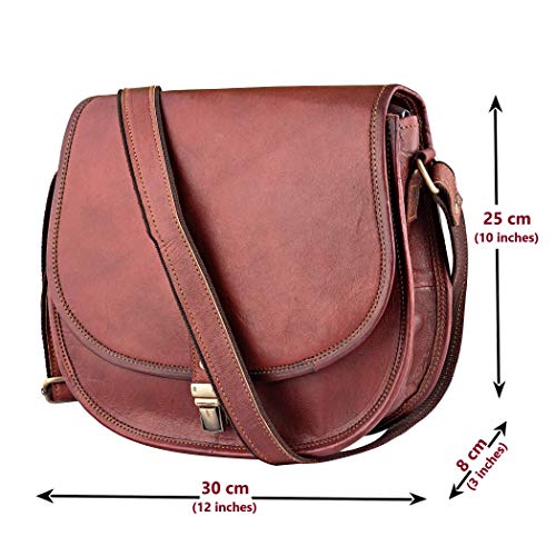 Women's Leather Crossbody Handbags & Shoulder Saddle Bags Vintage Brown Purses Designer Women Boho Satchel Hand Bag Ladies Handmade Vintage Travel Fashion Cross Body Sling Phone Wallet for Her, XXL