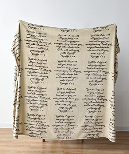 Inspirational Scripture Ultra-Soft Throw Blanket | Lightweight Fleece | Proverbs | 50x60 Inches (Brown)