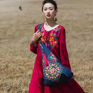 Women Crossbody Bag Fashion Hobo Shoulder Bags Casual Cross Body Denim Handmade Sling Bags,Heavy Embroidery Messenger Bag