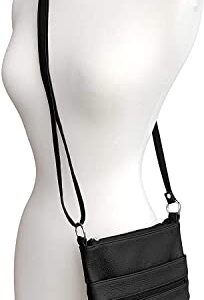 Roma Leathers Cross Body Purse - Premium Quality Leather - Designed in USA, Black