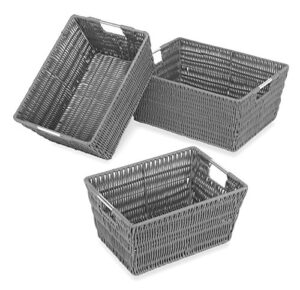 whitmor rattique storage baskets – grey (3 piece set)