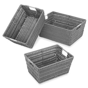 Whitmor Rattique Storage Baskets - Grey (3 Piece Set)