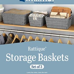 Whitmor Rattique Storage Baskets - Grey (3 Piece Set)