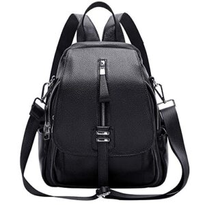 altosy genuine leather backpack purse for women convertible shoulder bag with buckle flap (s85 black)