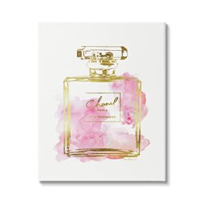 stupell industries glam perfume bottle gold pink stretched canvas wall art, proudly made in usa for living room