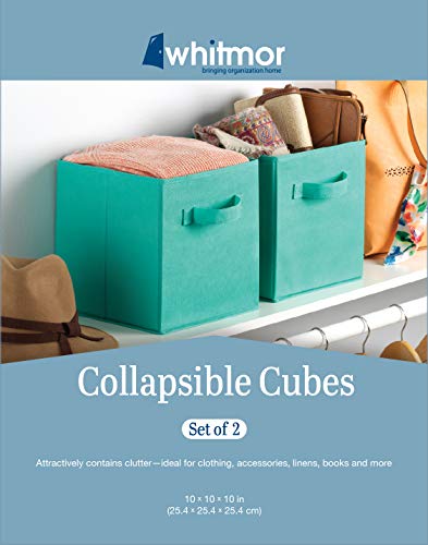 Whitmor Set of 2-10 x 10 x 10 inches-Turquoise Collapsible Cubes