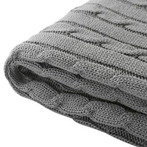 treely 100% cotton cable knit throw blanket super soft warm for chair couch bed(gray,50″ x 60″)
