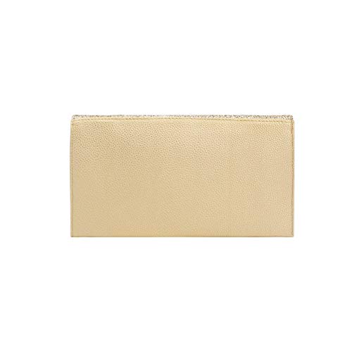 ZIUMUDY PU Leather Glitter Envelope Evening Wedding Clutch Party Handbag Purse Bag (Gold)