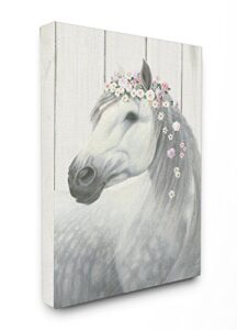 stupell industries spirit stallion horse with flower crown stretched canvas wall art, proudly made in usa, 16 x 20
