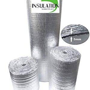 SmartSHIELD -5mm 24''X25ft Foam Core Reflective Insulation Roll, R-8 HVAC Duct Wrap Insulation - Pure Aluminum