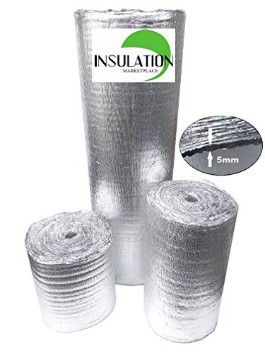 SmartSHIELD -5mm 24''X25ft Foam Core Reflective Insulation Roll, R-8 HVAC Duct Wrap Insulation - Pure Aluminum