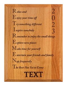 personalized retirement plaque 2023 custom name acrostic poem retirement gifts women men retirement party 7×9 oak wood custom engraved plaque wood