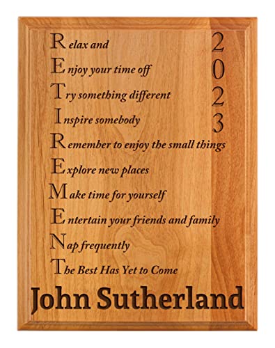 Personalized Retirement Plaque 2023 Custom Name Acrostic Poem Retirement Gifts Women Men Retirement Party 7x9 Oak Wood Custom Engraved Plaque Wood