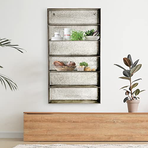 Creative Co-Op Distressed Grey Metal 6 Tier Wall Shelf