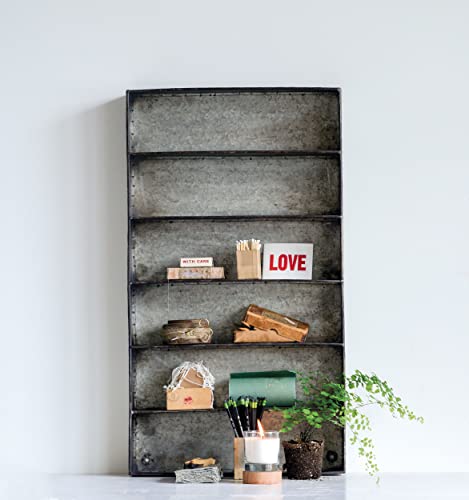 Creative Co-Op Distressed Grey Metal 6 Tier Wall Shelf