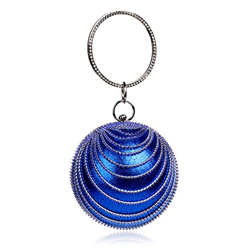 Blue Round Clutch Tassel Purse Women Evening Bag for Wedding Party Ball Evening Bag Crystal Evening Clutch Purse Wedding Party HandBags (Blue)