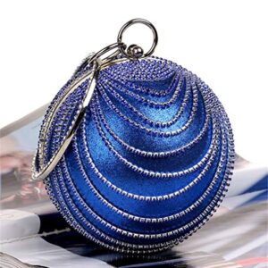 Blue Round Clutch Tassel Purse Women Evening Bag for Wedding Party Ball Evening Bag Crystal Evening Clutch Purse Wedding Party HandBags (Blue)