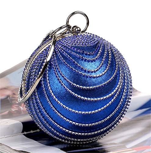 Blue Round Clutch Tassel Purse Women Evening Bag for Wedding Party Ball Evening Bag Crystal Evening Clutch Purse Wedding Party HandBags (Blue)