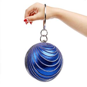 Blue Round Clutch Tassel Purse Women Evening Bag for Wedding Party Ball Evening Bag Crystal Evening Clutch Purse Wedding Party HandBags (Blue)