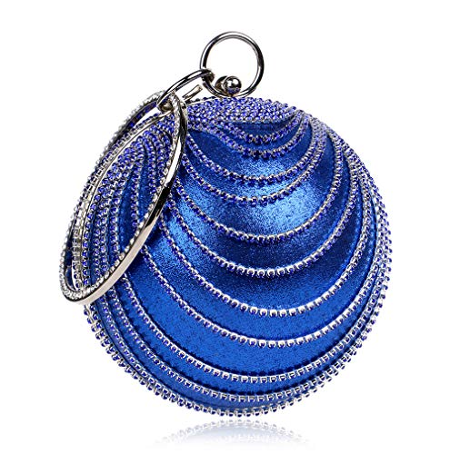 Blue Round Clutch Tassel Purse Women Evening Bag for Wedding Party Ball Evening Bag Crystal Evening Clutch Purse Wedding Party HandBags (Blue)