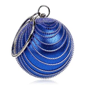 Blue Round Clutch Tassel Purse Women Evening Bag for Wedding Party Ball Evening Bag Crystal Evening Clutch Purse Wedding Party HandBags (Blue)