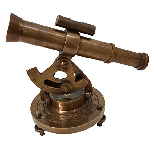 Antique Brass Nautical Alidade Telescope Compass Surveying Theodolite Marine Home/Office Table Decor Antique Survey Transit Telescope Instrument Compass