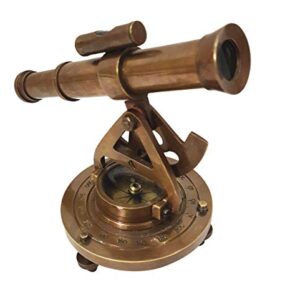 Antique Brass Nautical Alidade Telescope Compass Surveying Theodolite Marine Home/Office Table Decor Antique Survey Transit Telescope Instrument Compass