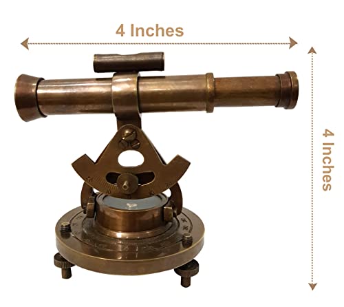 Antique Brass Nautical Alidade Telescope Compass Surveying Theodolite Marine Home/Office Table Decor Antique Survey Transit Telescope Instrument Compass