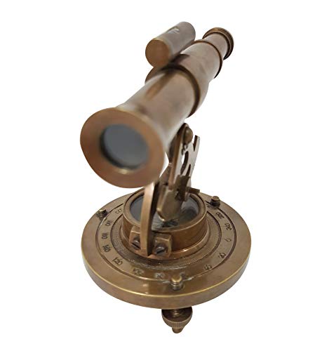 Antique Brass Nautical Alidade Telescope Compass Surveying Theodolite Marine Home/Office Table Decor Antique Survey Transit Telescope Instrument Compass