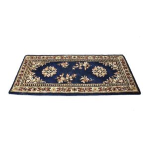 minuteman international blue oriental wool hearth rug, rectangular