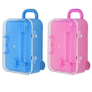 auear, cute mini travel hard suitcase box reception gift box fit suit for wedding decoration (pink & blue, 2-pack)