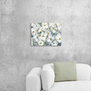 ARTISTIC PATH Flower Abstract Art Floral Picture: White Botanical Artwork Painting on Canvas Wall Art for Bedrooms (16" W x 12" H,Multi-Sized)