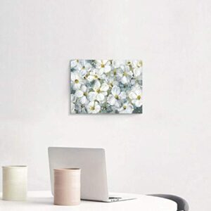 ARTISTIC PATH Flower Abstract Art Floral Picture: White Botanical Artwork Painting on Canvas Wall Art for Bedrooms (16" W x 12" H,Multi-Sized)