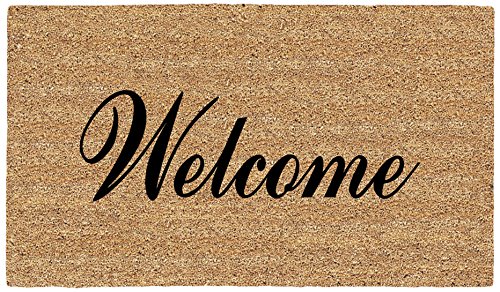 DeCoir 16" x 27" 'Fancy Welcome' Rectangular Coco Coir Doormat